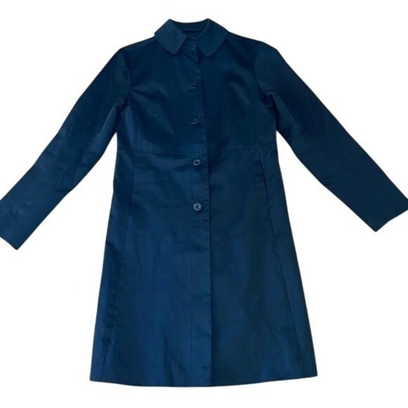 Y2K Nine West Black Trench Coat office siren corpcore women's Size Small - Picture 1 of 11